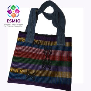 Bolsa telar de cintura colores y asas de mezclilla